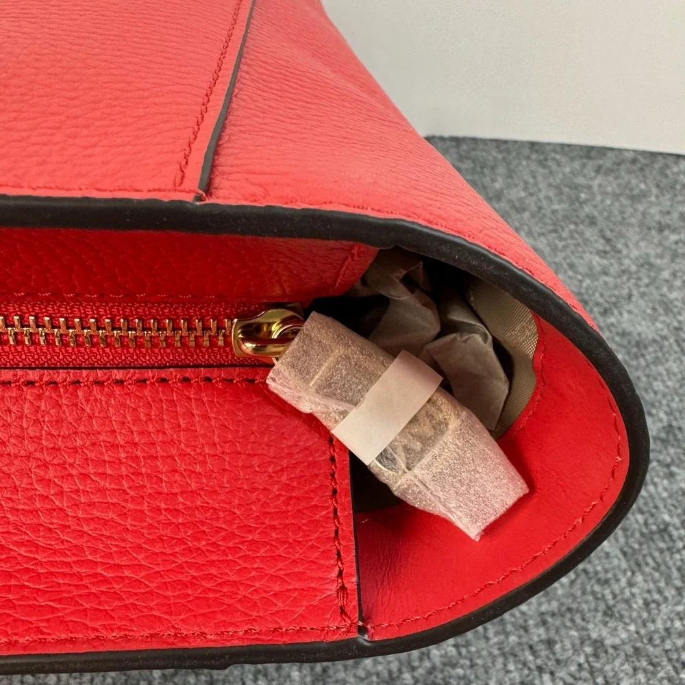 Michael Kors Large Tote Bag Red‎ Leather Double Handle Zip Top Shoulder Bag